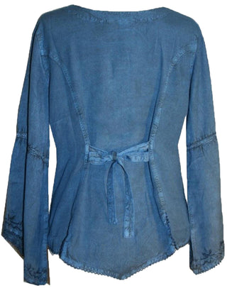 Flower Embroidered Blouse - Agan Traders, Blue
