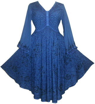 117 DR Butterfly Embroidered Bell Sleeve Flare Knee Length Dress - Agan Traders