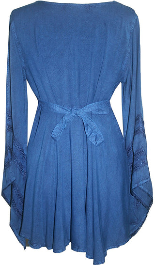Gypsy Medieval Stylish Bohemian Sexy Flare Corset Tunic - Agan Traders, Blue