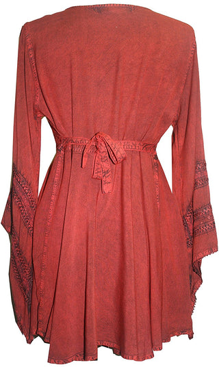 Gypsy Medieval Stylish Bohemian Sexy Flare Corset Tunic - Agan Traders, Burgundy