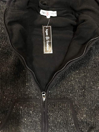 UFM 5 Agan Traders Nepal Lamb's Wool Warm Fleece Winter Sherpa Hoodie Sweater Coat Jacket - Agan Traders, Black
