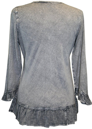 147 B Gypsy Medieval Ruffle Top Tunic Kurta Blouse India - Agan Traders, Silver Gray C