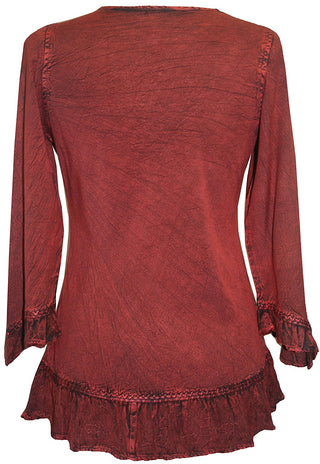 147 B Gypsy Medieval Ruffle Top Tunic Kurta Blouse India - Agan Traders, Burgundy