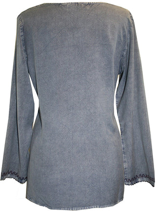 Diamond Neck Renaissance Embroidered Blouse - Agan Traders, Lilac C