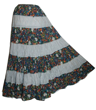 Tiered Long Funky Beach summer Gypsy Cotton skirt - Agan Traders