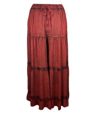203 P Rayon Viscose Palazzo Belly Bottom Pant Trouser - Agan Traders, Burgundy