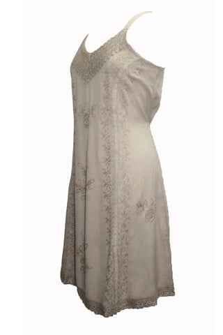       186020 DR Bohemian Medieval Spaghetti Strap V-Neckline Mid Calf Dress - Agan Traders, Camel