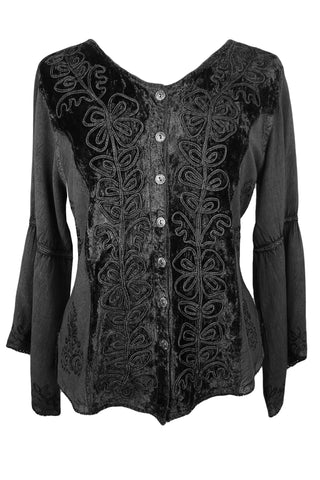Renaissance Vintage Rayon Velvet Renaissance Top Blouse - Agan Traders, Black