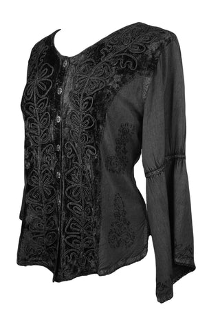 Renaissance Vintage Rayon Velvet Renaissance Top Blouse - Agan Traders, Black
