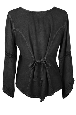 Renaissance Vintage Rayon Velvet Renaissance Top Blouse - Agan Traders, Black