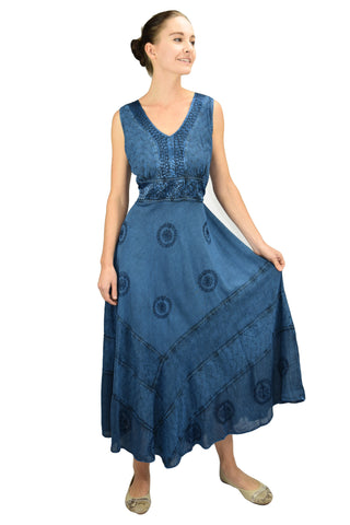 Romantic Evening Empire Victorian Sleeveless Dress - Agan Traders, Blue