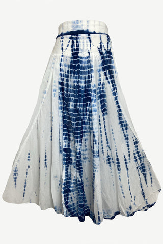 61 SKT Soft Cotton Convertible Lined Tie Dye Gypsy Skirt Dress - Agan Traders, Blue White