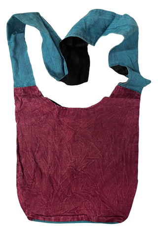 P- 21 Patchwork Rope Cotton Knitted Tie Dye Shoulder Bohemian Bag Purse - Agan Traders, Red Black