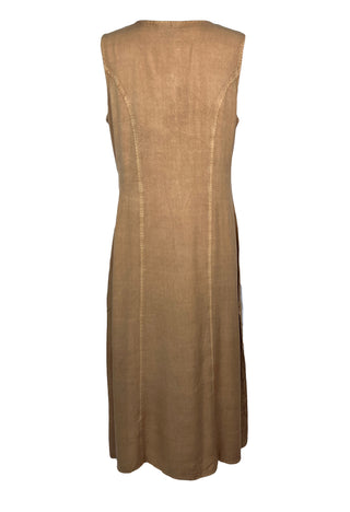 1031 E DR Women’s Boho Summer Sleeveless Embroidered Button Down Sun Dress Gown - Agan Traders, Camel