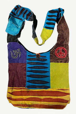 111 Patchwork Razor Cut Cotton Tie Dye Shoulder Bohemian Messenger Bag Purse - Agan Traders, Yellow Multi