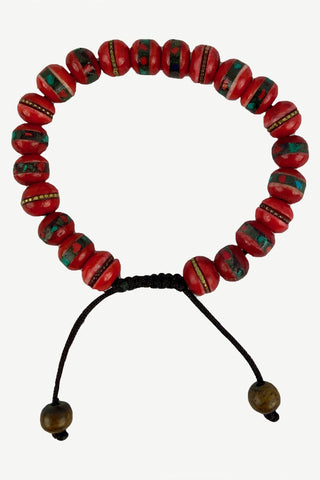 Tibetan Buddhist Coral Turquoise Prayer Meditation Bracelet ~ Nepal - Agan Traders, Coral 
