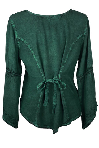 Renaissance Vintage Rayon Velvet Renaissance Top Blouse - Agan Traders, Green