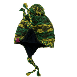 Cable Knit Beanie Earflap Newari Hat - Agan Traders, Green Yellow