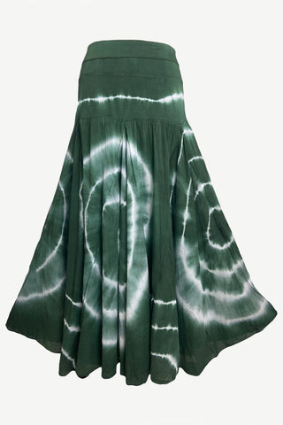 61 SKT Circular Printed Soft Cotton Convertible Lined Tie Dye Gypsy Skirt Dress - Agan Traders, Green