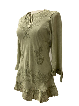 147 B Gypsy Medieval Ruffle Top Tunic Kurta Blouse India - Agan Traders, Sea Green