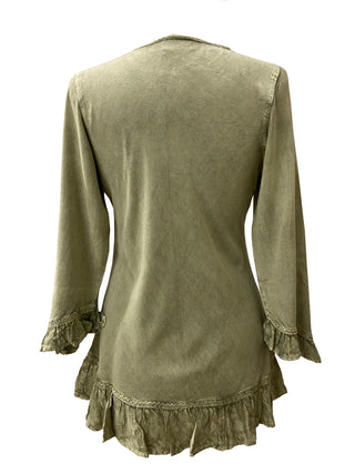 147 B Gypsy Medieval Ruffle Top Tunic Kurta Blouse India - Agan Traders, Sea Green