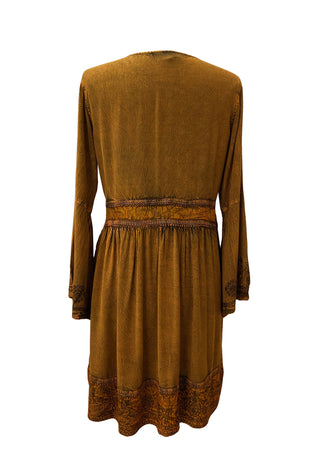 05 DR Womens Sweet Empire Gothic Medieval Slit Cuff Knee Length Dress - Agan Traders, Old Gold
