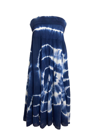 61 SKT Circular Printed Soft Cotton Convertible Lined Tie Dye Gypsy Skirt Dress - Agan Traders, Blue