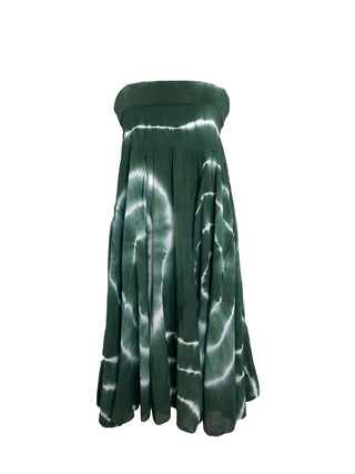 61 SKT Circular Printed Soft Cotton Convertible Lined Tie Dye Gypsy Skirt Dress - Agan Traders, Green