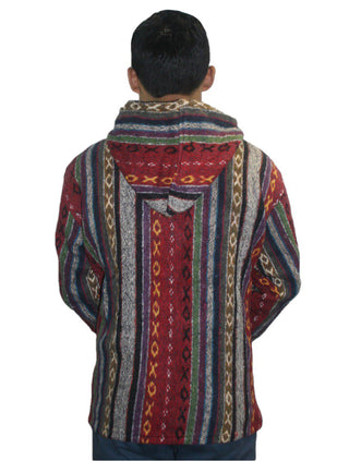 503 JKT Sherpa Heavy Duty Striped Fleece Lined Hoodie Jacket - Agan Traders, Red Multi