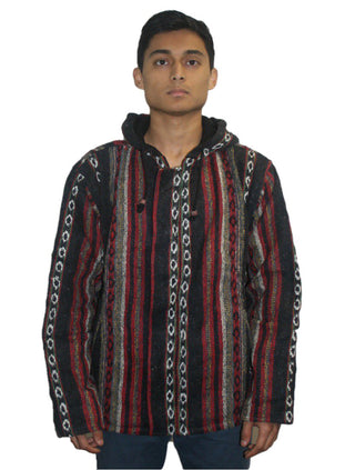 503 JKT Sherpa Heavy Duty Striped Fleece Lined Hoodie Jacket - Agan Traders, Black Multi