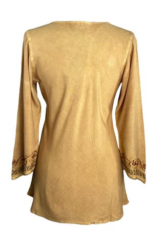 Embroidered Rayon Renaissance Blouse - Agan Traders, Camel