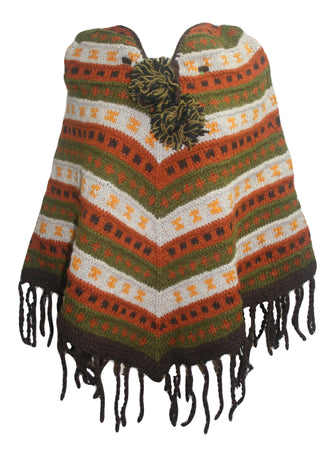 PN 200 Himalayan Thick Sheep Wool Hand Knitted Poncho (Agan Traders, PN 200 7)