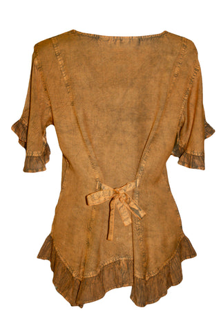 305 B Medieval Bohemian Embroidered Bottom Shirt Blouse - Agan Traders, Old Gold