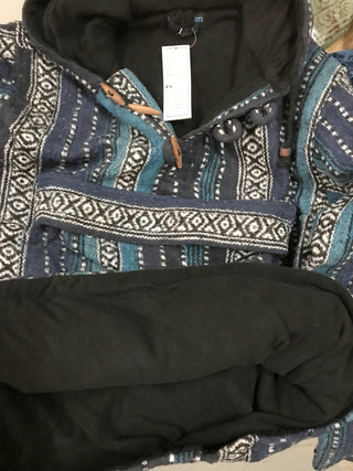 Nepal Heavy Duty Shyama Thick Cotton Warm Fleece Hoodie Pullover - Agan Traders, Blue