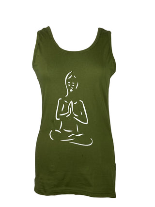 Nepal Highland Agan Traders Knit Cotton Stretchy Yoga Tank Top Cami - Agan Traders, Olive