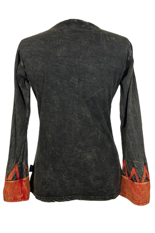 R 006 Agan Traders Rib Cotton Heart Patched Funky Boho Gypsy Top Blouse - Agan Traders, Multi