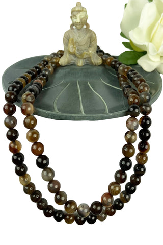 Agan Traders Original Tibetan Buddhist 108 Beads Prayer Meditation Mala - Agan Traders, Moss Agate