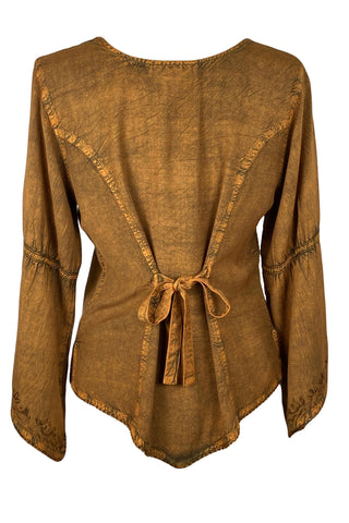 Renaissance Vintage Rayon Velvet Renaissance Top Blouse - Agan Traders, Rust