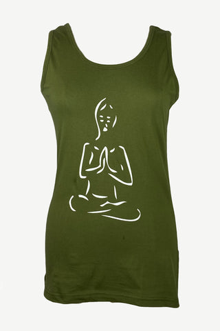 Nepal Highland Agan Traders Knit Cotton Stretchy Yoga Tank Top Cami - Agan Traders, Olive