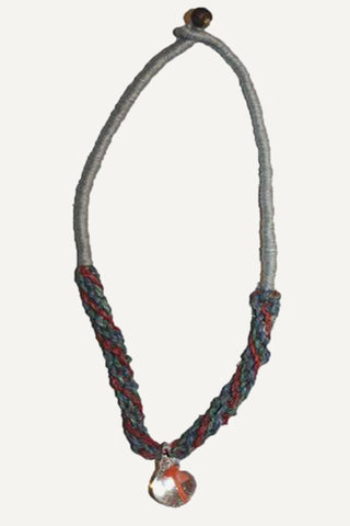 NKHE-GL01 Hemp Stranded Necklace Blown Glass Pendant (Length: 11 inches drop) - Agan Traders