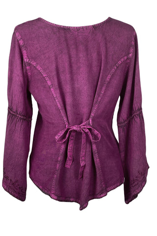 Renaissance Vintage Rayon Velvet Renaissance Top Blouse - Agan Traders, Plum