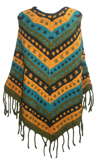 PN 200 Himalayan Thick Sheep Wool Hand Knitted Poncho - Agan Traders, PN 200 10