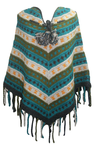 PN 200 Himalayan Thick Sheep Wool Hand Knitted Poncho - Agan Traders, PN 200 8