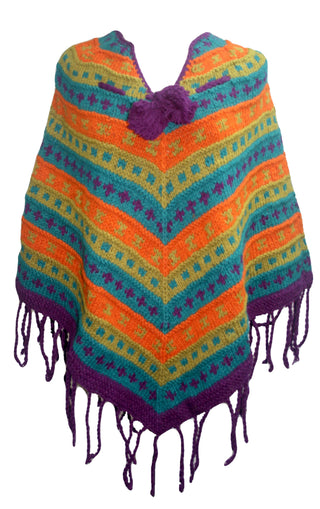 PN 200 Himalayan Thick Sheep Wool Hand Knitted Poncho - Agan Traders, PN 200 9