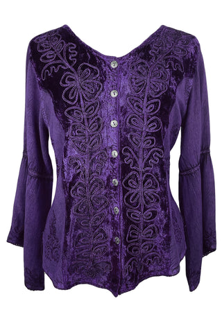 Renaissance Vintage Rayon Velvet Renaissance Top Blouse - Agan Traders, Purple
