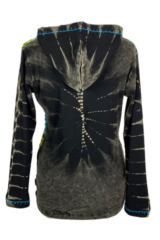 R 333 Agan Traders Rib Cotton Rainbow Razor Cut Embroidered Hoodie Bohemian Jacket. - Agan Traders, Rainbow