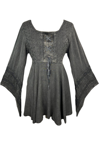 Gypsy Medieval Stylish Bohemian Sexy Flare Corset Tunic - Agan Traders, Charcoal 