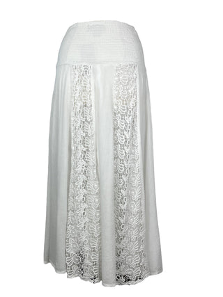 Rayon Crape Bohemian Medieval Peasant Gypsy Long Skirt - Agan Traders, White