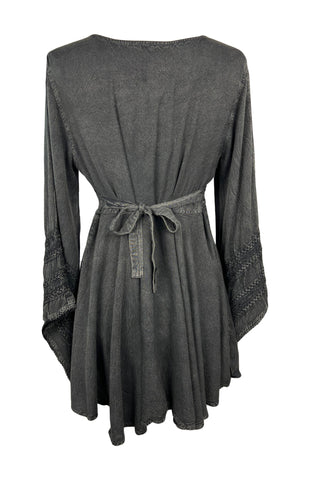 Gypsy Medieval Stylish Bohemian Sexy Flare Corset Tunic - Agan Traders, Charcoal