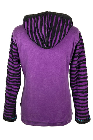 R 332 Agan Traders Rib Cotton Reindeer Bohemian Warm Fleece Hoodie Jacket - Agan Traders, Purple Black